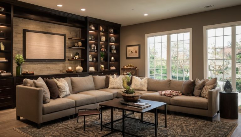 A sofa-and-chairs layout works when the family room needs flexible seating interior planning detail