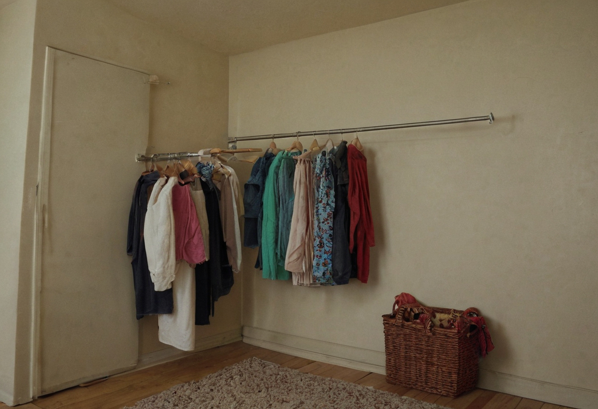 Assign clothing overflow to move, store, rotate, sell, donate, or discard editorial visual